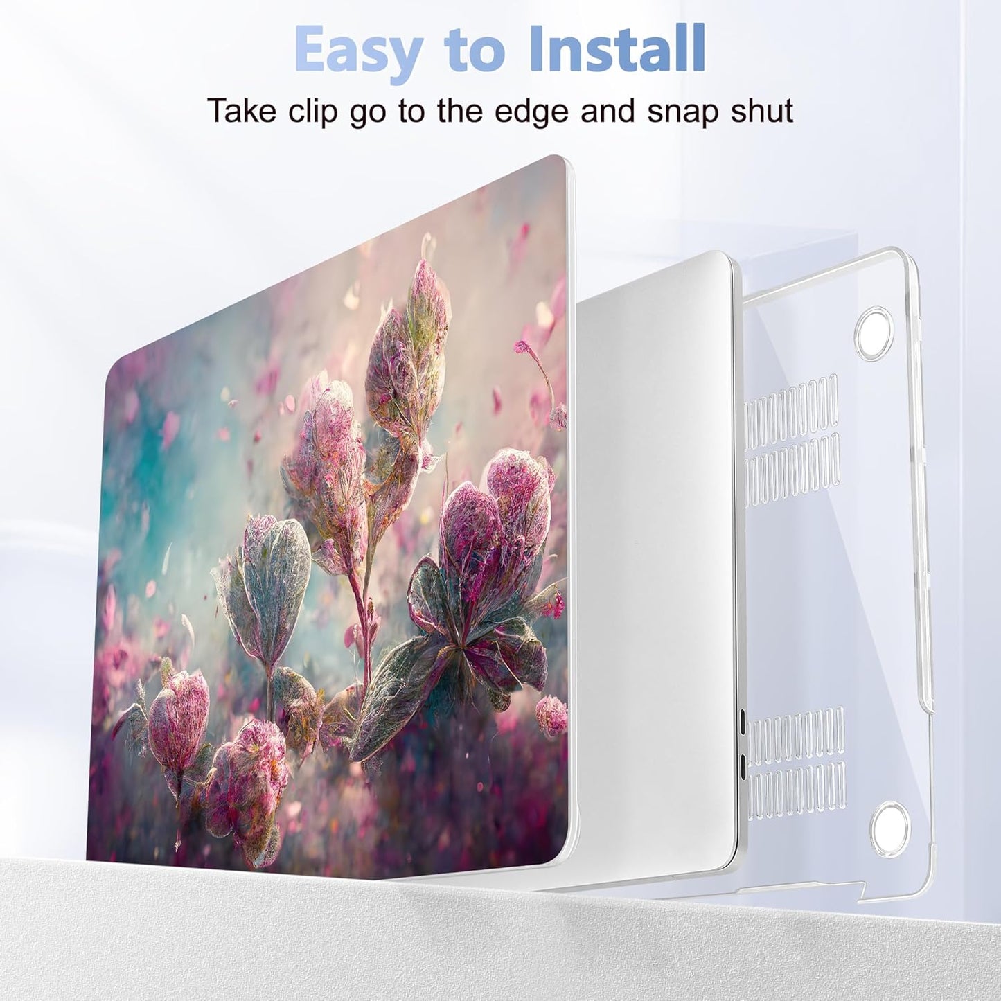 Case for MacBook Pro 13 inch with/Without Touch Bar (2016-2022, M2 A2338 M1 A2289 A2251 A2159 A1989 A1706 A1708), Hard Shell + Keyboard Cover + Dust Plug - Flowers