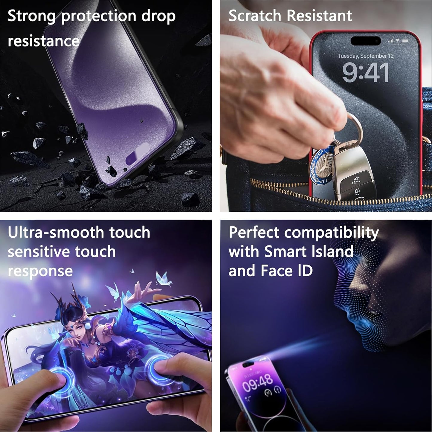 2 Pack Anti Blue Light Matte Screen Protector for iPhone 11 / iPhone XR, 9H Tempered Glass, Full Coverage, Anti-Fingerprint, Auto Dust-Elimination, No Bubble, Easy Installation