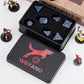 DND Metal Dice Set with Cracks, Polyhedral Dice for RPG D&D Dungeons and Dragons RPG TTRPG D and D 7-Die with Gift Case (Black Nickel Sapphire Blue)