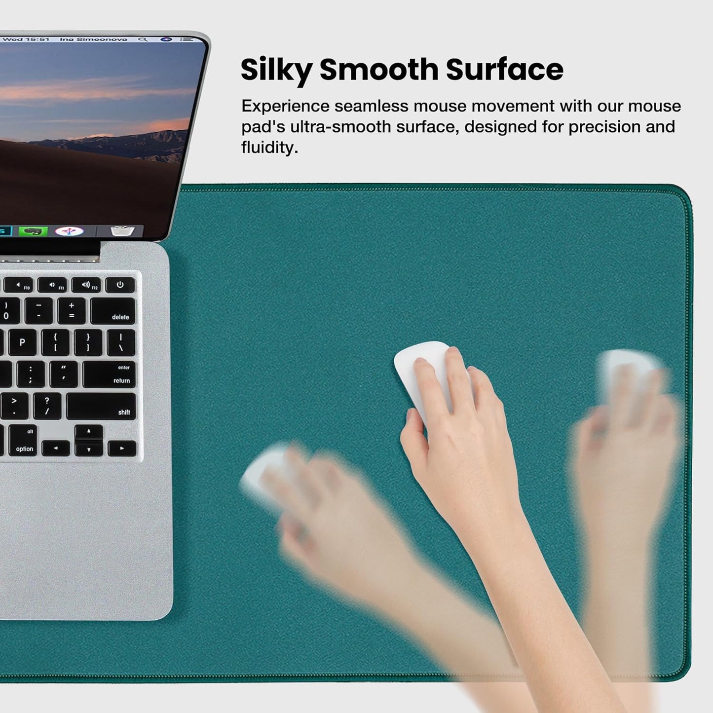 ALOANES Waterproof Mouse Pad, XXXL Gaming Keyboard Pad with Anti-Slip Base, Grain Jacquard Surface, Extend Desk pad for Gamer, Office & Home, Green Mousepad 40cm x90cm x0.3cm
