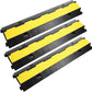 Reliancer 3 Pack Dual Channel Rubber Cable Protector Ramp 2 Channel Traffic Speed Bump 11000lbs Capacity Heavy Duty Driveway Hose Cover Ramp Cord Track Protector Wires Concealer w/Flip-Open Top Cover