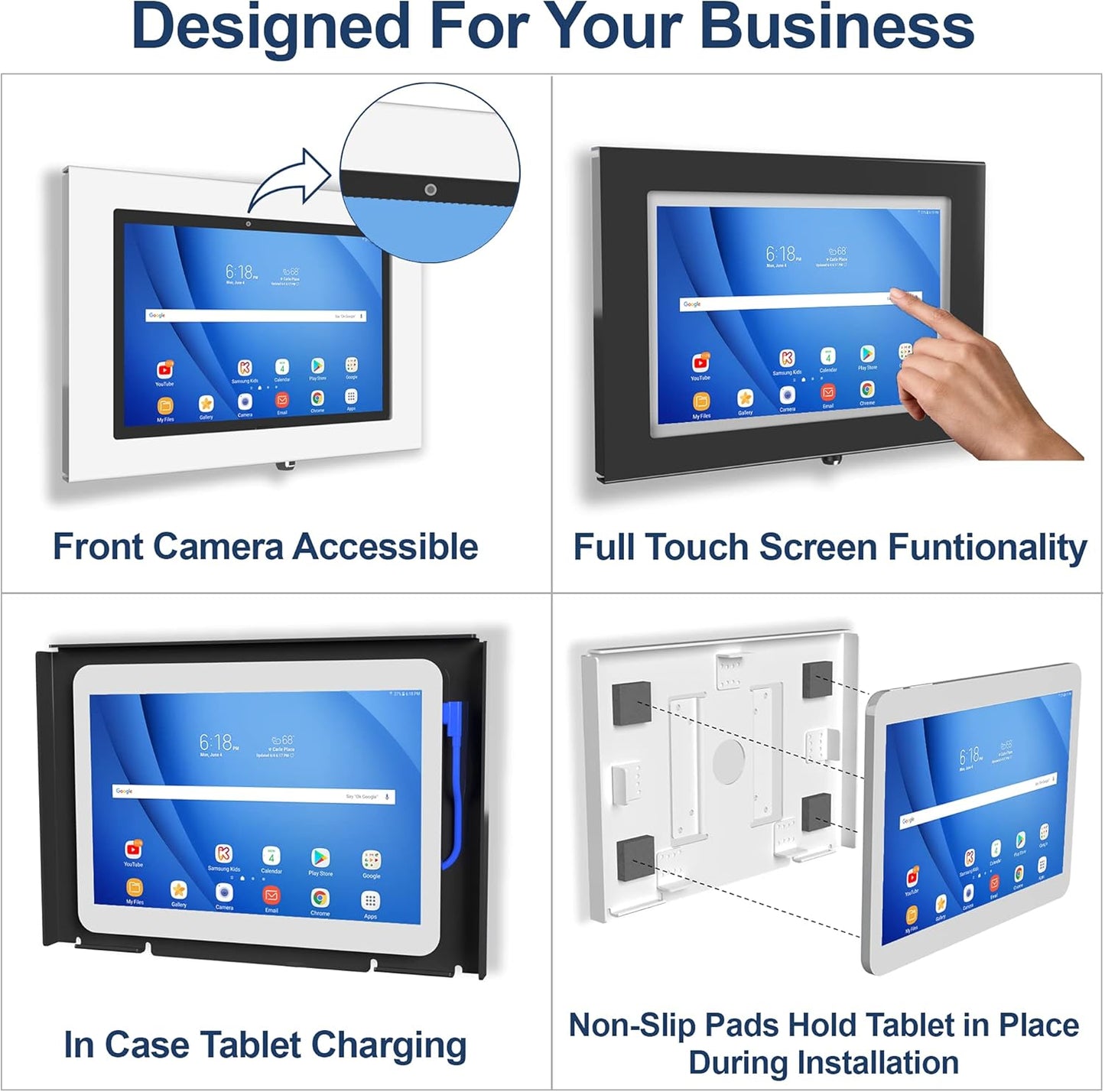 TABcare Locking Anti-Theft Metal Case for Samsung Galaxy TAB A9+ 11" Tablet for Kiosk, POS, Store, Show Display, Time Clock (TAB A9+ 11, White)