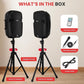 Pyle Wireless Portable PA system - 1000W High Powered Bluetooth Compatible Active + Passive Pair Outdoor Sound Speakers w/ USB SD MP3 AUX - 35mm Mount, 2 Stand, Microphone, Remote - Pyle PPHP1049KT