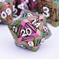 7PCS Metal DND Dice Set with Box, Debris RPG Red D and D Dice for D&D Tabletop Games Role Playing Game, Polyhedral Dice Set D20 D12 D10 D8 D6 D4