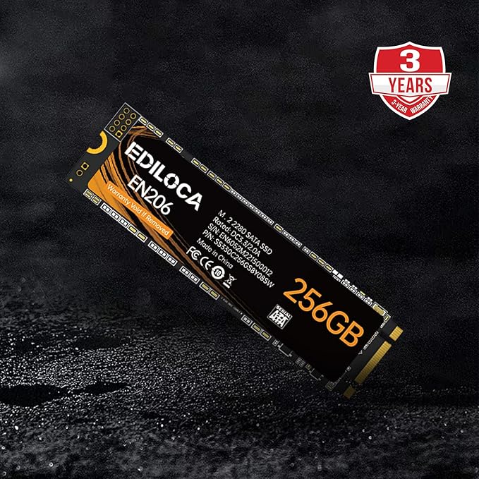EN206 256GB 3D NAND TLC M.2 SSD, M.2 2280 SATA III 6Gb/s SSD Internal Hard Drive, Read/Write Speed up to 550/460 MB/s, Compatible with Ultrabooks, Tablet Computers and Mini PCs