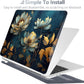 Batianda Premium Case for New MacBook Air 15 inch 2025 2024 2023 with M4 M3 M2 Chip, Designed Black Protective Plastic Hardshell & Keyboard Cover & Screen Protector, Blooming Flowers