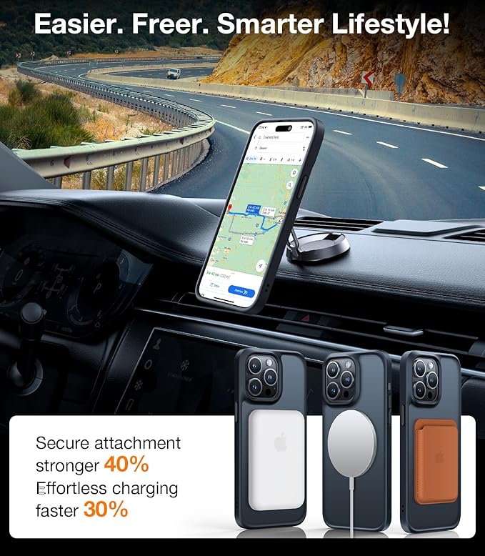 TORRAS for iPhone 13 Pro Max Case [Fit for MagSafe][12FT Military Grade Drop Tested] Magnetic Translucent Shockproof Slim Tough Anti-Fingerprint Case for iPhone 13 Pro Max, Black
