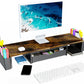 Spacrea Metal Desk Organizers and Accessories, Dual Monitor Stand Riser with Drawer and 2 Pen Holders, Desk Accessories & Workspace Desktop Organizers for Office Supplies (Wood)