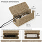 StorageWorks Cable Management Box, 2 Slots Wicker Cable Organizer to Hide Cords and Power Strip, Seagrass Cord Hider Box for Home & Office