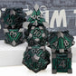 7PCS Metal DND Dice Set with Box, Debris RPG Green D and D Dice for use with D&D Tabletop Games Role Playing Game Polyhedral Dice Set D20 D12 D10 D8 D6 D4