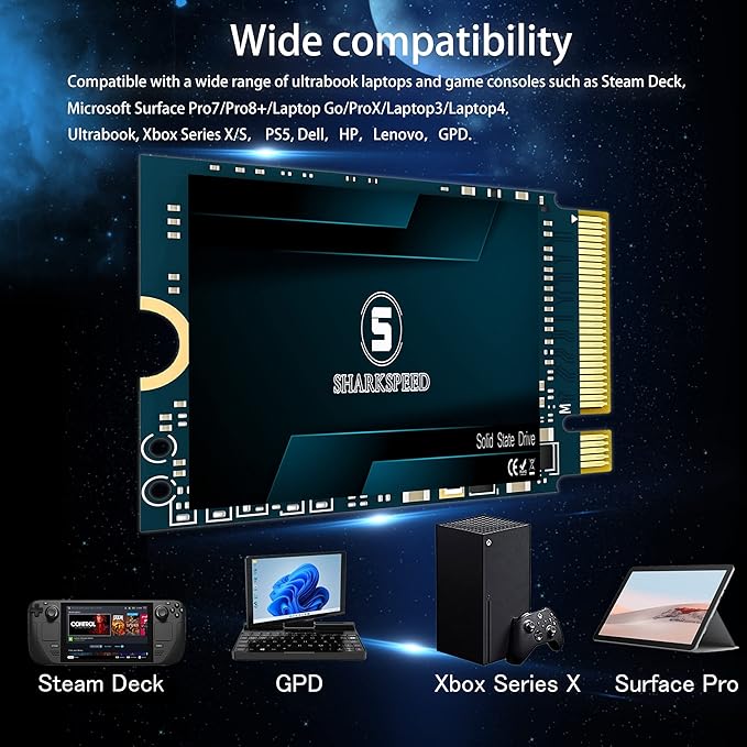 M.2 2230 SSD 1TB NVMe PCIe Gen4.0X4 Internal Solid State Drive 30mm, Gaming SSD Compatible with Steam Deck, ROG Ally, Microsoft Surface pro7+/proX/laptop3/laptop4/laptop Go Ultrabook