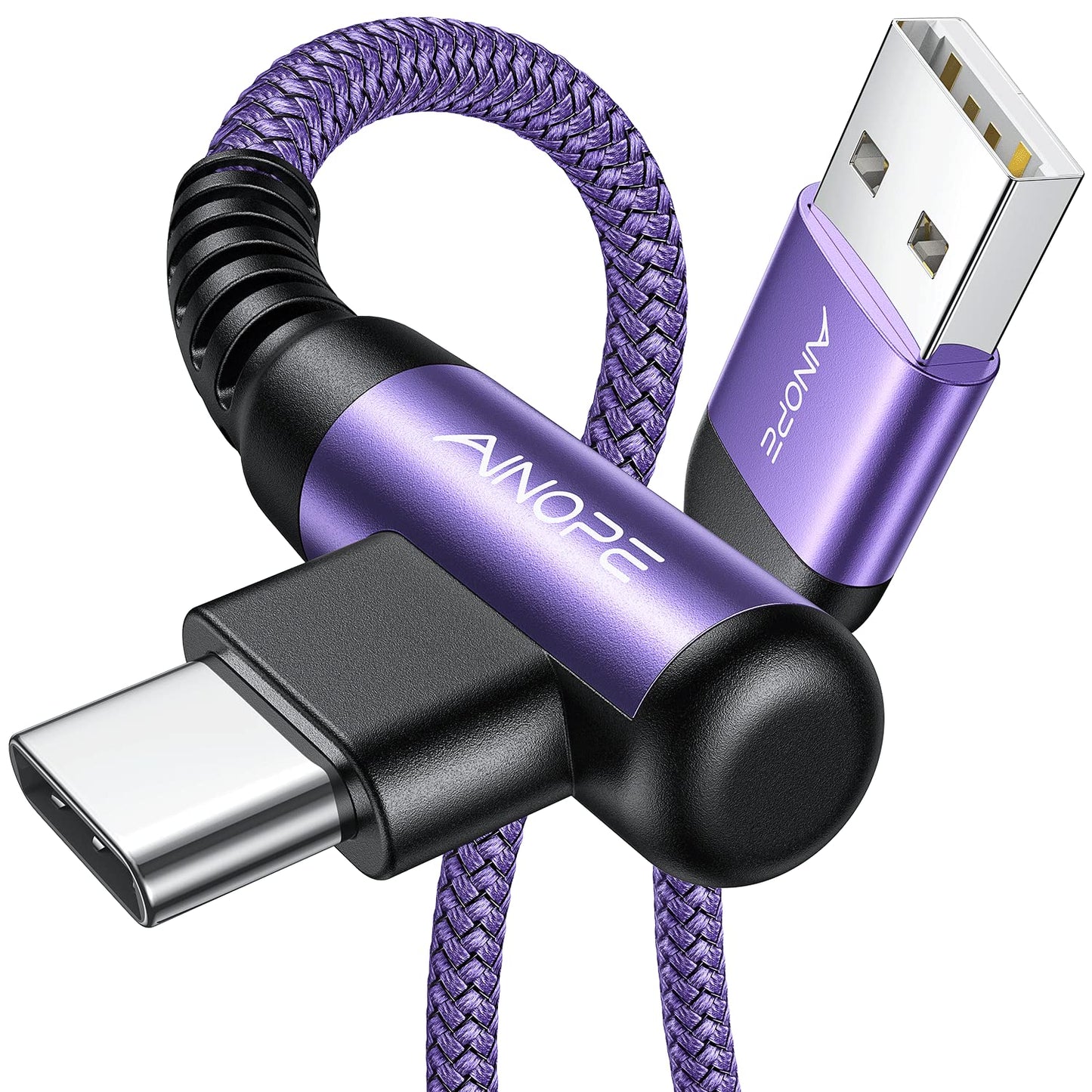 AINOPE USB C Charger Cable, 3.1A Type C Charger Cable Fast Charging, [2 Pack, 2M] Right Angle USB c Fast Charger Cable Compatible with Samsung Charger Type c, Huawei, Google Pixel, Sony Xperia, LG
