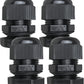 MGI SpeedWare 3/4" NPT Strain Relief Nylon Cord Grip Cable Glands, Black Plastic Grommet 4-Pack