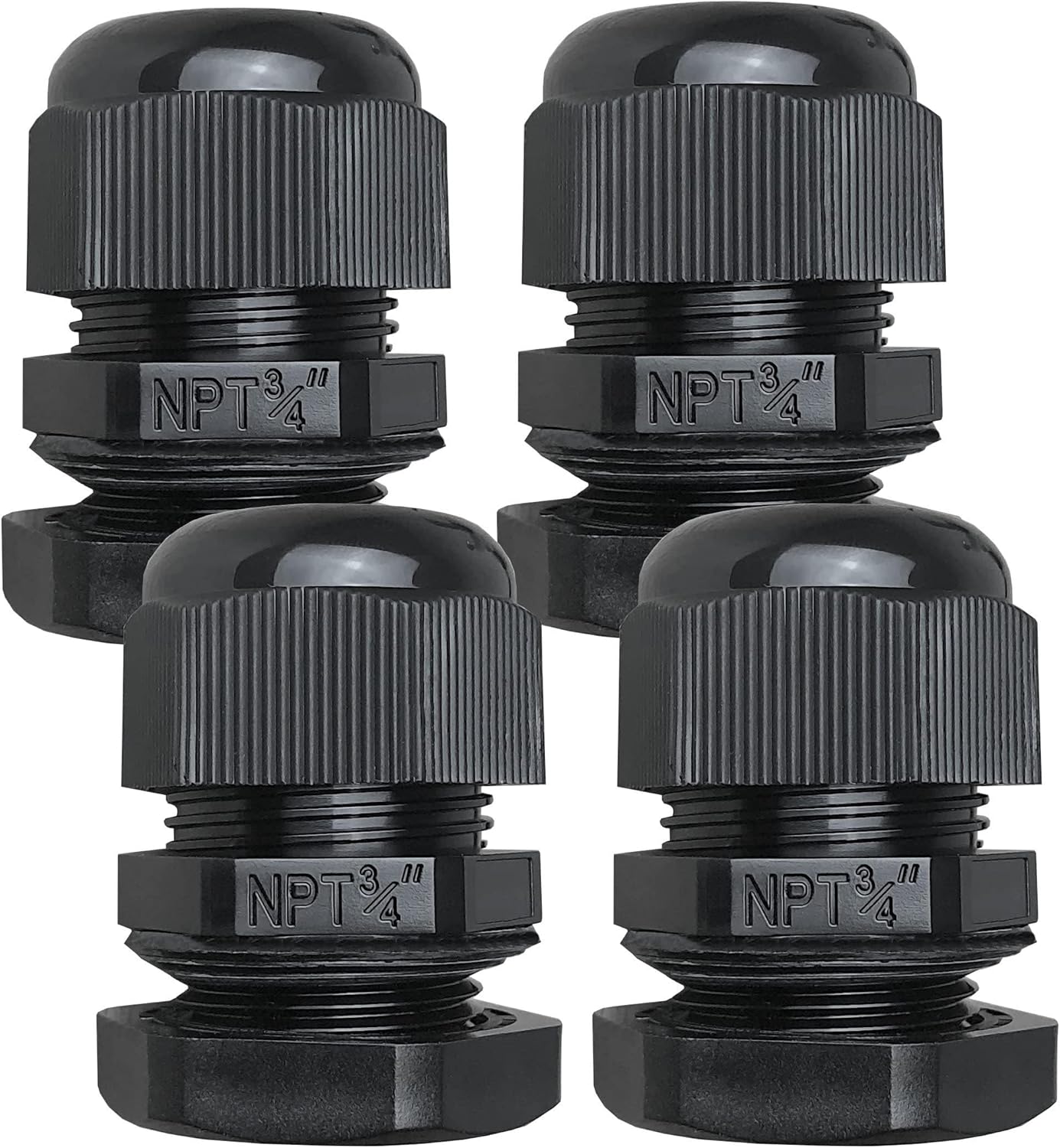 MGI SpeedWare 3/4" NPT Strain Relief Nylon Cord Grip Cable Glands, Black Plastic Grommet 100-Pack