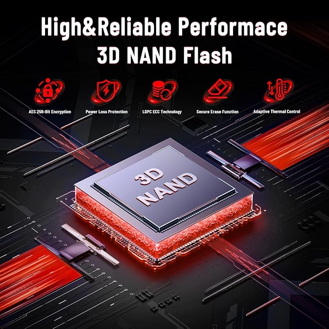 2TB NVMe PCIe 4.0 SSD, Up to 7,400MB/s Read & 6,500MB/s Write, 3D NAND, Graphene Heatsink, M.2 2280 Gen4x4 Internal SSD for PS5, Gaming Laptop, PC, Desktop Workstations