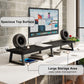 TEAMIX Black 42 inch Dual Monitor Riser,Wood and Steel Long Monitor Stand for 2 Monitors with Storage Large TV Riser Computer Laptop Stand for Desk Office Organization