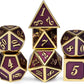D&D Table Game Dice Set, 7PCS Metal Die with Metal Gift Box for Dungeons and Dragons (Dark Purple and Gold Number)