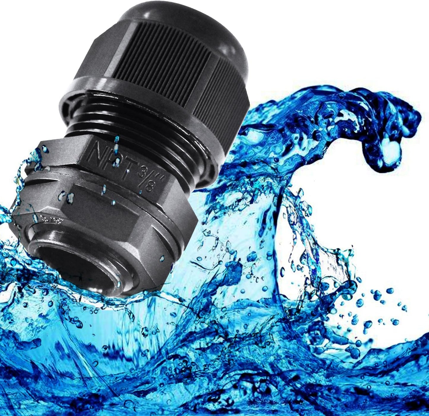 XHF 10 Pcs 1/2" IP68 Strain Relief Nylon Cord Grip Waterproof NPT Cable Glands Adjustable UL Listed and RoHS Compliant (Black)
