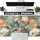 Light Emerald and Orange Floral Desk Mat, XXL Large Extended Mouse Pad Gaming Desk Pad, Aesthetic Asian Lotus Flower Big Laptop Keyboard and Mouse Mat for Women Desktop Office Decor 31.5x15.7 in
