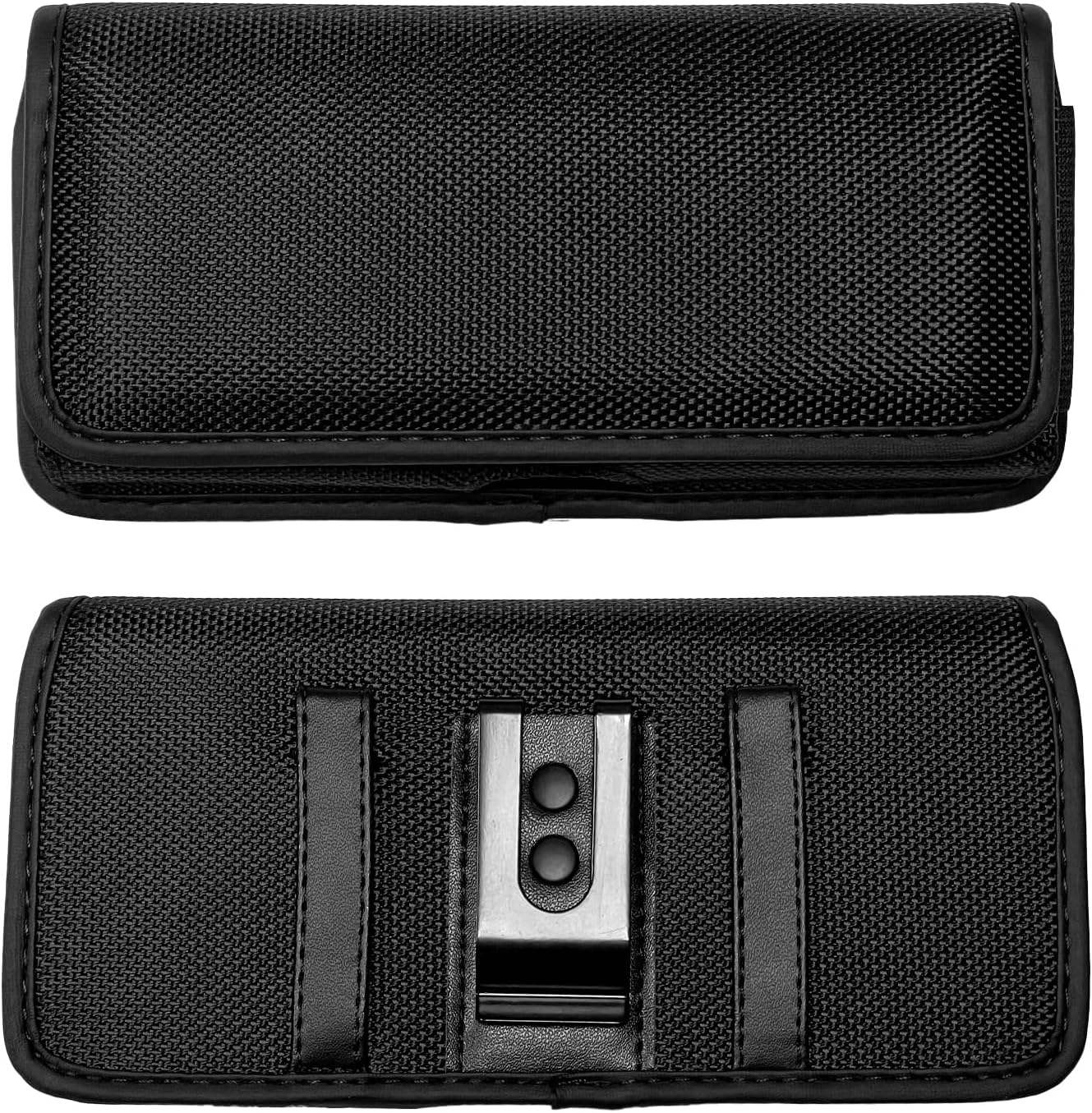 Nylon Cellphone Holster for Cricket Dream 2 5G, Motivate Max, TCL 50 XL 60 XE, S22 S23 S24 S25/Note20 Ultra - Horizontal Case Canvas Waist Carrying Pouch with Belt Clip/Loops, Black