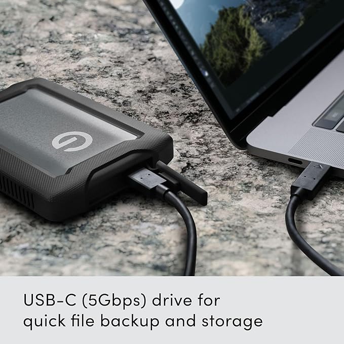 SanDisk Professional 2TB G-Drive ArmorATD - Rugged, Durable Portable External Hard Drive HDD, USB-C, USB 3.2 Gen 1 - SDPH81G-002T-GBA1D