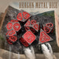 PJOY Metal DND Dice Set D&D Dragon Dice Black Red with Metal Case D and D Dice for Dungeons and Dragons TTRPG Gifts