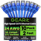 GearIT Cat 6 Ethernet Cable Pack - 10-Pack 2 ft Cat6 Ethernet Patch Cables | RJ45 Network Patch Cable, 10 Gbps Snagless Gold-Plated Connectors - Ethernet Cable Cat 6 for PC, TV, Router - Blue