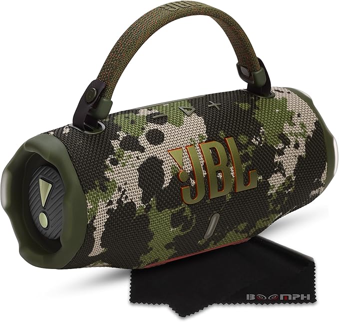 JBL Charge 6 Portable Bluetooth Speaker, IP68 Waterproof, Dustproof, Drop-Proof, AI Sound Boost, Built-in Powerbank, Carrying Strap, 28H Battery – Squad – Boomph's Ultimate Performance Cloth Solution