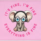 ITNRSIIET Mouse Pad with Stitched Edge Premium Textured Smooth Precise Operation Waterproof Washable Non-Slip Rubber Base Desktop Protection Mat, 10.2×8.3×0.12 inches, Pink Pretty Elephant