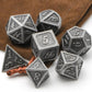 Metal Dice Set, HNCCESG Polyhedral D&D Dice for Dungeons and Dragons RPG DND Dice for Role Playing MTG Tabletop Gaming Shadowrun Pathfinder 7PCS D20 D12 D10 D8 D6 D4（Ancient Silver）
