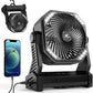 KITWLEMEN 20000mAh Battery Powered Camping Fan - 58H Max Cooling, Rechargeable Battery Operated Desk Fan with 4 Speeds, Bright Light & Hanging Hook, Portable for Tent Outdoor Hurricane Power Outage