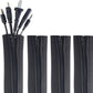 Zipper Cable Sleeve by Wrap-It Storage - 24" x 4" (4-Pack) Black - Cord Organizer and Cable Protector for Desk, Computer, TV Cord Management to Hide and Cover Wire and Extension Cables