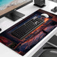 Anime Cat Fantasy Window Mouse Pad, Summer Mouse Pad Large Healing Night Scene, Game Table Pad XL Office Decoration Women's Laptop Keyboard Pad 35.4 x 15.7 x 0.12 Inches