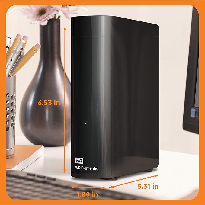 Western Digital 10TB Elements Desktop External Hard Drive, USB 3.0 external hard drive for plug-and-play storage - WDBWLG0100HBK-NESN