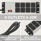 CCCEI Grey Heavy Duty Power Strip Surge Protector 20 AMP, 8 Outlets 12 Gauge Industrial Shop Garage Metal Multiple Outlets, 20 FT Extension Cord 5-15P Adapter High Amp 6-20R T-Slot 20a for Appliance