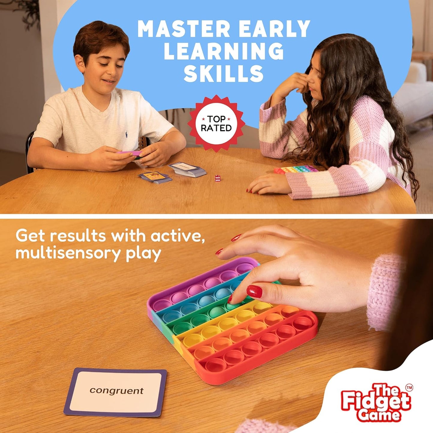 THE FIDGET GAME Vocabulary Words, Flash Card Game, Grade 4-6, Ages 9-12, Develop Communication and Reading Comprehension Skills, Fidget Mats, Learning Guide & PDF Workbook Included