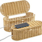 FairyHaus Cable Management Box 2Pack Caramel, Handwoven Large and Small Cable Organizer Box Cover to Hide Cords and Power Strip, Imitation Wicker Cord Organizer Box Hider for Office Desk and Floor