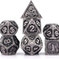 PJOY Metal DND Dice Set Antique Silver Dragon Scale D&D Polyhedral Dice with Dice Case for Dungeons and Dragons TTRPG Gifts