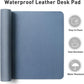 Aothia Leather Desk Pad Protector, Mouse Pad, Office Desk Mat, Non-Slip PU Leather Desk Blotter, Laptop Desk Pad, Waterproof Desk Writing Pad for Office and Home (Denim Blue, 36" x 17")