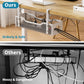 Under Desk Cable Management Tray No Drill, 13.38'' Metal Tray with Clamp for Wire Management, Litwaro Cord Organizer Home Office Damage to Standing Desk, White