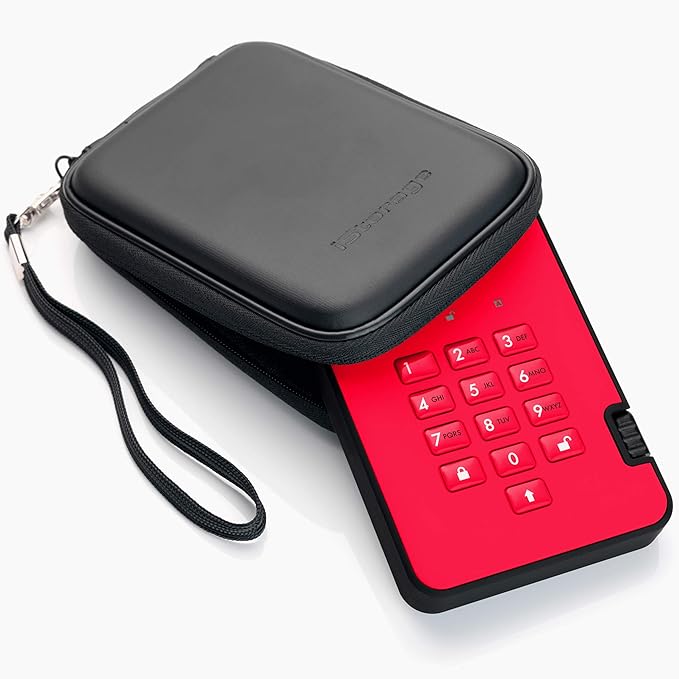 iStorage diskAshur2 SSD 8TB Red | Secure portable solid state drive | Password protected | Dust & water resistant | Hardware Encryption