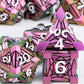 7PCS Metal DND Dice Set with Box, Debris RPG Red D and D Dice for D&D Tabletop Games Role Playing Game, Polyhedral Dice Set D20 D12 D10 D8 D6 D4
