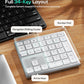 Nulea Wireless Number Pad Bluetooth 5.0 & 2.4G Portable Numeric Keyboard, USB-C Rechargeable, 34-Keys Bluetooth Keyboard for Data Entry (Silvery White)
