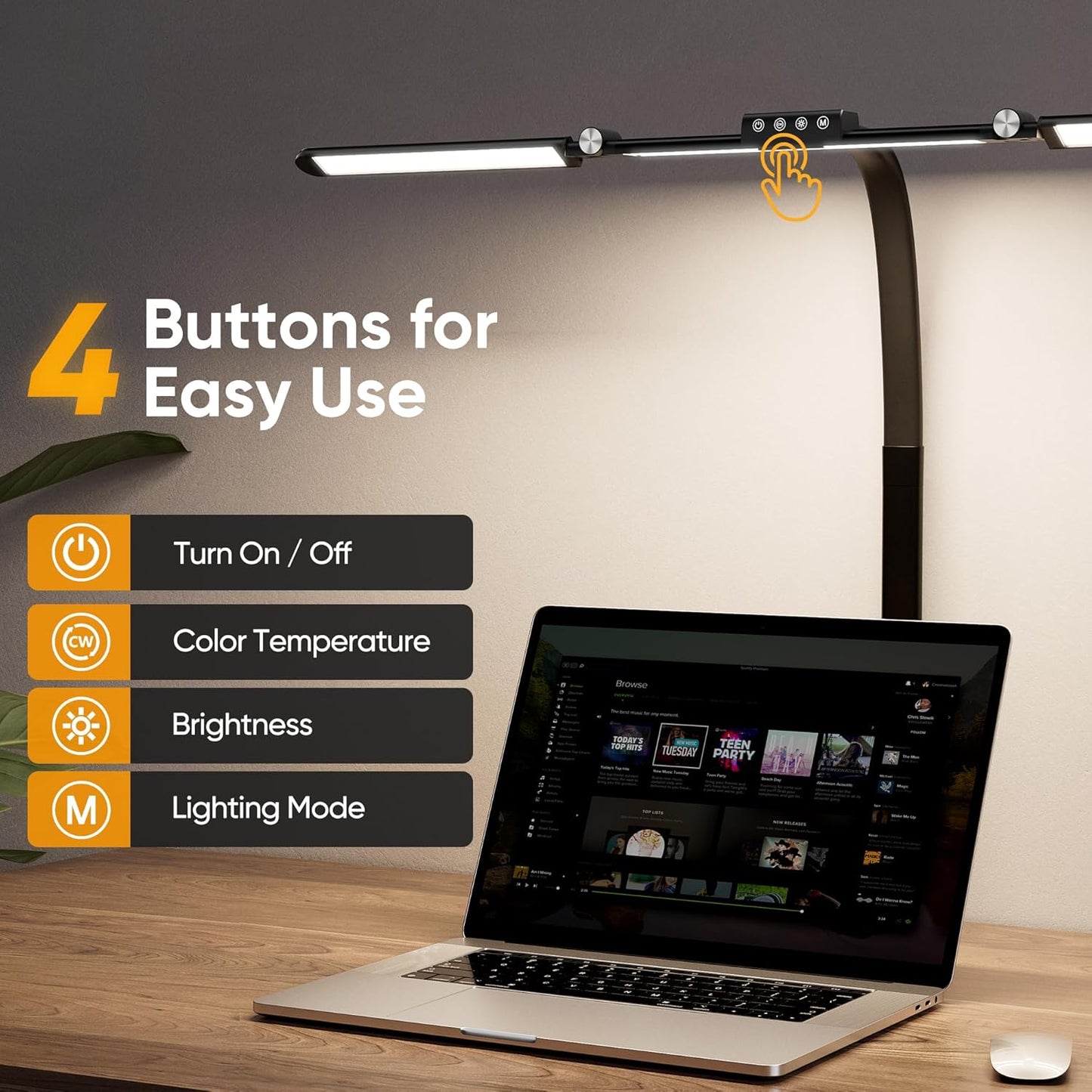Large Desk Lamps for Home Office, 39.3" Architect Desk Lamp with Clamp, 24W Ultra Bright LED Desk Light Stepless Dimming Eye-Caring Office Desk Lamp for Study Work