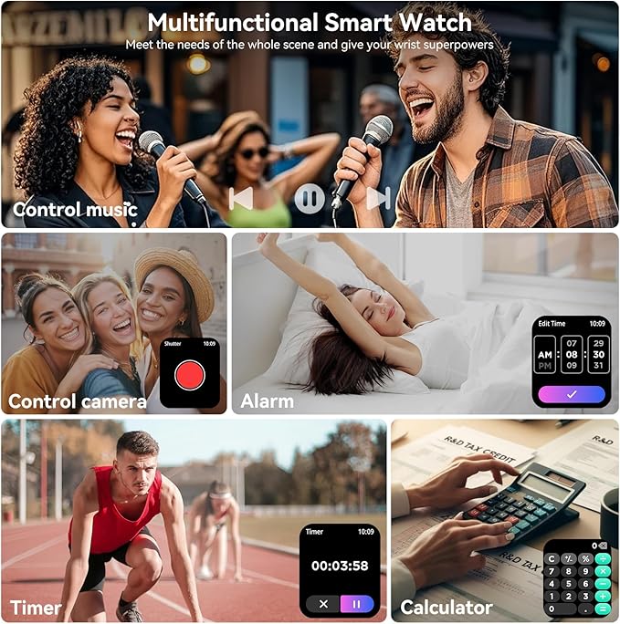 Smart Watches for Men Women, 1.83" HD Touchsreen, Bluetooth Calling, 5 ATM Water-Resistance, 130+ Sports Modes, Health, Fitness & Sleep Tracker, Timer, Pedometer, Fitness Watch for Android/iOS, Blue