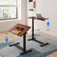 FLEXISPOT H7 PRO Mobile Standing Desk Adjustable Overbed Table Pneumatic with Wheels 90°Tiltable Portable Laptop Desk Rolling Computer Cart Foldable Bedside Table(31.5" W x 17.7" D, Mahogany)