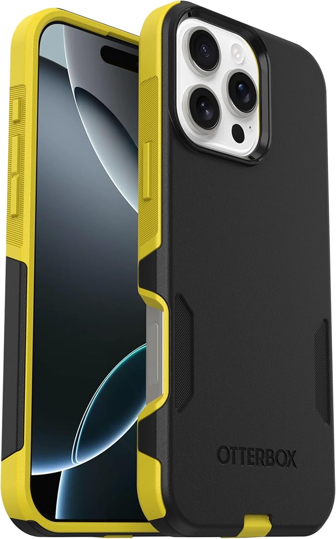 OtterBox iPhone 16 Pro Max (Only) - Commuter Series MagSafe Case - Night (Black & Yellow) - Built-in Magnets - Slim & Tough - Pocket-Friendly - with Port Protection