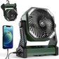KITWLEMEN 20000mAh Battery Powered Camping Fan - 58H Max Cooling, Rechargeable Battery Operated Desk Fan with 4 Speeds, Bright Light & Hanging Hook, Portable for Tent Outdoor Hurricane Power Outage