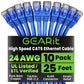 GearIT Cat 6 Ethernet Cable Pack - 10-Pack 25 ft Cat6 Ethernet Patch Cables | RJ45 Network Patch Cable, 10 Gbps Snagless Gold-Plated Connectors - Ethernet Cable Cat 6 for PC, TV, Router - Blue