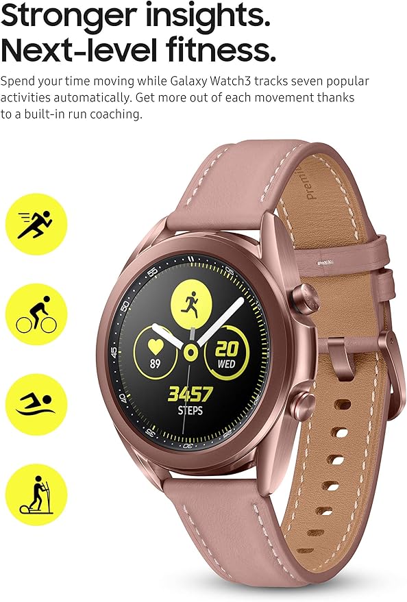 Samsung Galaxy Watch 3 (41mm, GPS, Bluetooth, Unlocked LTE) Smart Watch with Advanced Health Monitoring, Fitness Tracking , and Long lasting Battery - Mystic Bronze (US Version) (Renewed)